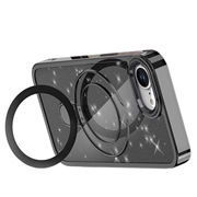 iPhone 16e Glitter Hybrid cover med kickstand - MagSafe-kompatibel - Sort