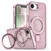 iPhone 16e Glitter Hybrid Cover med Kickstand - MagSafe-kompatibel - Pink