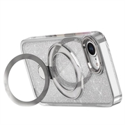 iPhone 16e Glitter Hybrid cover med kickstand - MagSafe-kompatibel - Gennemsigtig