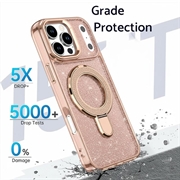 iPhone 17 Pro Max Glitter Hybrid cover med kickstand - MagSafe-kompatibel - Ørkenguld