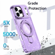 iPhone 17 Pro Max Glitter Hybrid cover med kickstand - MagSafe-kompatibel - Lilla