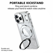 iPhone 17 Pro Glitter Hybrid cover med kickstand - MagSafe-kompatibel - Gennemsigtig