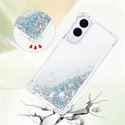 Samsung Galaxy S25 Edge Glitter Quicksand TPU Cover - Sølv hjerter