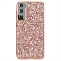 Samsung Galaxy S21 FE 5G Glitter Series Hybrid Cover - Rødguld