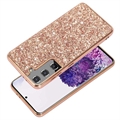 Samsung Galaxy S21 FE 5G Glitter Series Hybrid Cover - Rødguld