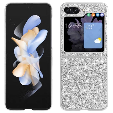Samsung Galaxy Z Flip5 Glitter Series Hybrid Cover - Sølv