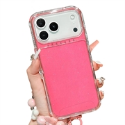 iPhone 17 Pro Max Glitter stødsikkert hybrid cover med håndledsrem - Hot Pink