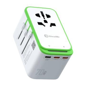 GlocalMe RoamPlug rejseadapter med 4G/LTE Wi-Fi-hotspot - 70W - Hvid