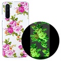 OnePlus Nord Glow in the Dark TPU Cover - Pink Blomster