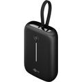Goobay 10000mAh Powerbank med indbygget USB-C-kabel - 20W - Sort