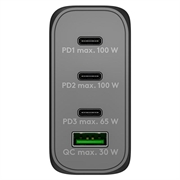 Goobay 100W GaN-hurtigoplader med flere porte - 3x USB-C, USB-A - Sort