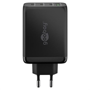 Goobay 100W GaN-hurtigoplader med flere porte - 3x USB-C, USB-A - Sort
