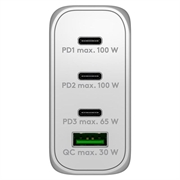 Goobay 100W GaN-hurtigoplader med flere porte - 3x USB-C, USB-A - hvid