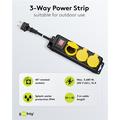 Goobay Udendørs Stikdåse med 3 Udtag - med EU Jord - 3m Ledning - sort / gul