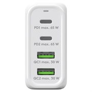 Goobay 68W PD GaN-hurtigoplader med flere porte - hvid
