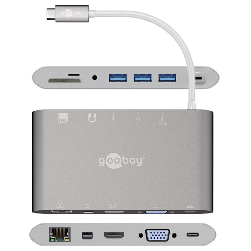 Mellem dissipation Slapper af Goobay All-in-1 USB-C Multiport Adapter - HDMI, MiniDP, 3 x USB 3.0