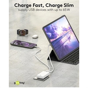 Goobay GaN Dobbelt hurtigoplader 90° Flat - 65W, USB-C & USB-A - Hvid
