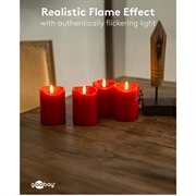 Goobay LED ægte vokslys med 3D-væv og timerfunktion - 4 stk. - Rød