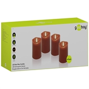 Goobay LED ægte vokslys med 3D-væv og timerfunktion - 4 stk. - Rød