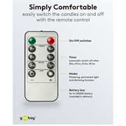 Goobay LED stearinlys af ægte voks med fjernbetjening - 5 stk. - Hvid