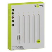 Goobay LED stearinlys af ægte voks med fjernbetjening - 5 stk. - Hvid