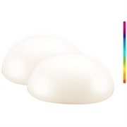 Goobay LED-solcellelampe i RGBW med stenformet design - størrelse M - 2 stk.