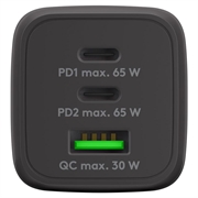 Goobay Nano 65W USB-C PD GaN-hurtigoplader med flere porte
