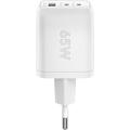 Goobay Nano 65W USB-C PD GaN-hurtigoplader med flere porte - hvid