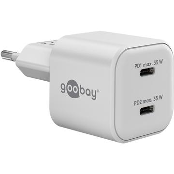 Goobay Nano GaN Dual USB-C PD hurtigoplader 35W
