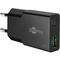 Goobay Slim USB-C PD GaN Dobbelt hurtigoplader 30W - Sort