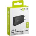 Goobay Slim USB-C PD GaN Dobbelt hurtigoplader 30W - Sort