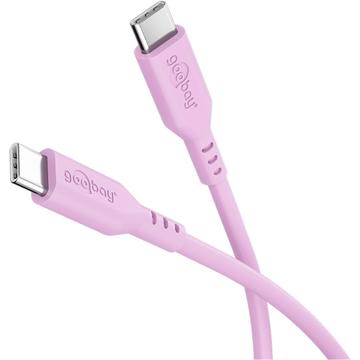 Goobay USB-C silikone-kabel - 1.5m, 60W - pink