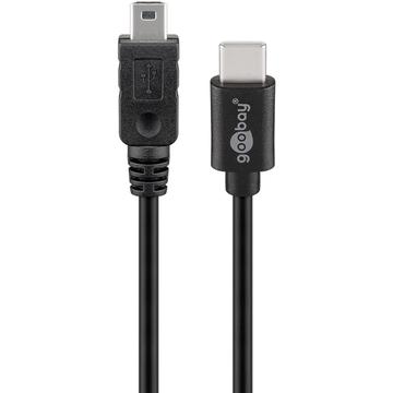 Goobay USB-C til Mini USB-B-kabel - 0,5 m, USB 2.0 - Sort