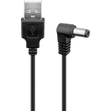 Goobay USB-kabel med strømstik 5,5x2,1 mm - 1,5 m - sort