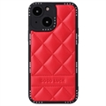 Good Luck Rhombic Grid iPhone 14 Plus Hybrid Cover - Rød