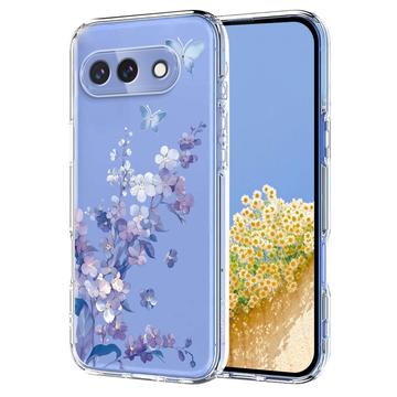 Google Pixel 10a TPU-cover med blomstermønster - Lilla