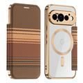 Google Pixel 11 Pro Stilfuldt magnetisk flip-etui med RFID-kortpladser - brun
