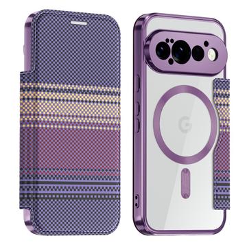 Google Pixel 11 Pro Stilfuldt magnetisk flip-etui med RFID-kortpladser - lilla