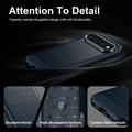 Google Pixel 11 Pro XL Børstet TPU Cover - Karbonfiber - blå