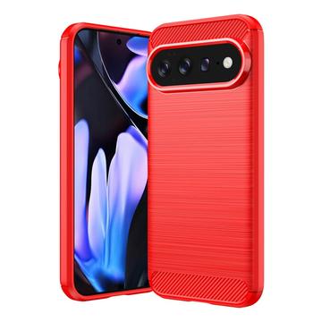 Google Pixel 11 Pro XL Børstet TPU Cover - Karbonfiber - rød