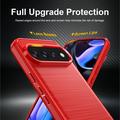 Google Pixel 11 Pro XL Børstet TPU Cover - Karbonfiber - rød