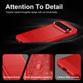 Google Pixel 11 Pro XL Børstet TPU Cover - Karbonfiber - rød