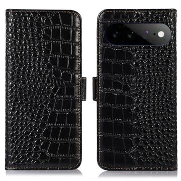 Google Pixel 11 Pro XL Crocodile Series Læderpung med RFID - Sort