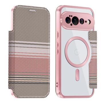 Google Pixel 11 Pro XL Stilfuldt magnetisk flip-etui med RFID-kortpladser - lyserød