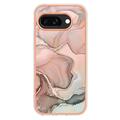Google Pixel 9a Marmormønster Galvaniseret IMD TPU Cover - Pink