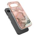 Google Pixel 9a Marmormønster Galvaniseret IMD TPU Cover - Pink