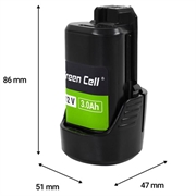 Green Cell-batteri til Bosch GBA 12V 3Ah
