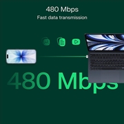 Green Cell USB-A til USB-C-adapter - 480Mbps, 2.4A - Sølv