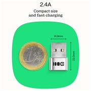 Green Cell USB-A til USB-C-adapter - 480Mbps, 2.4A - Sølv