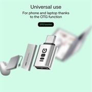 Green Cell USB-C til USB-A OTG-adapter - 480Mbps, 2.4A, 12W - Sølv